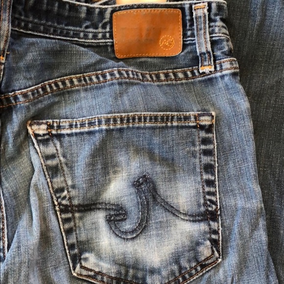 329. Men’s Adriano Goldschmied vintage distressed straight leg denim blue jeans - Picture 5 of 8